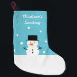 Cute Snowman Winter Snow Christmas For Kids Small Christmas Stocking<br><div class="desc">A cute stocking for the little ones to stuff the little Christmas gifts. cute snowman that is wearing a black top hat and a carrot for its nose on a snow winter background. A modern holiday design that make use of minimal lines and shapes which makes it classy and elegant...</div>