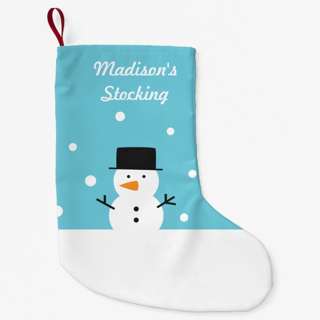 Cute Snowman Winter Snow Christmas For Kids Small Christmas Stocking (Front)