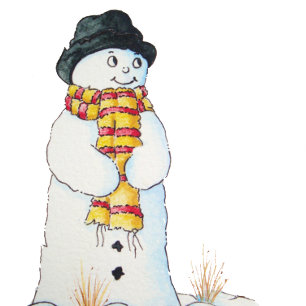 Cute snowman with Christmas stocking in the snow Tie