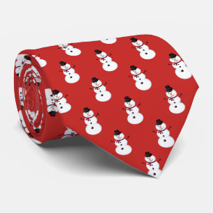 Cute Snowman With Hat,Scar On Red Tie