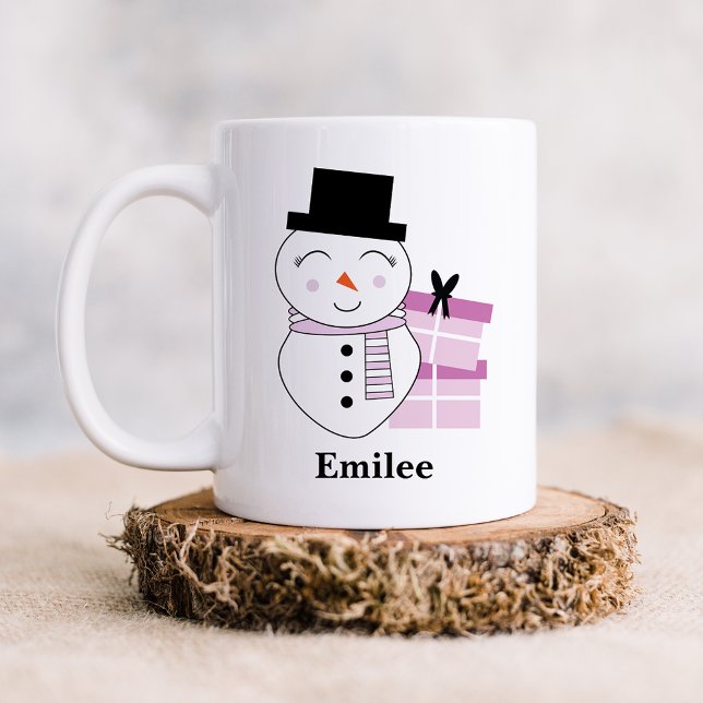 Cute Snowman with Pink Christmas Presents Coffee Mug (Creator Uploaded)