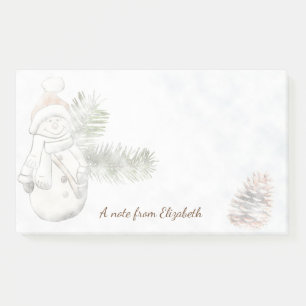 Cute Snowman With Santa Hat  -Personalised Post-it Notes
