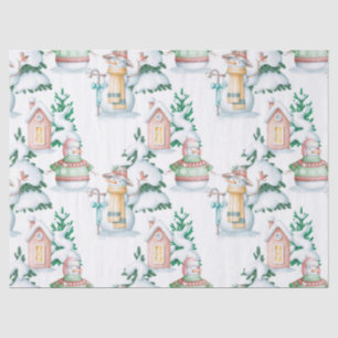 Cute Snowmen and Christmas Trees Decoupage Tissue Paper