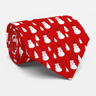 Cute Snowmen and Christmas Trees Pattern Tie