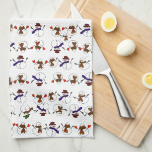 Cute Snowmen Christmas Tea Towel