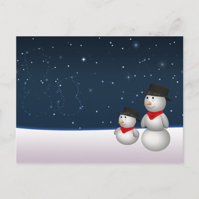 Cute Snowmen Constellation Holiday Postcard (Front)
