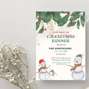 Cute Snowmen Family Christmas Invitation