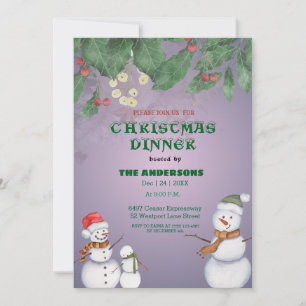 Cute Snowmen Family Christmas Invitation