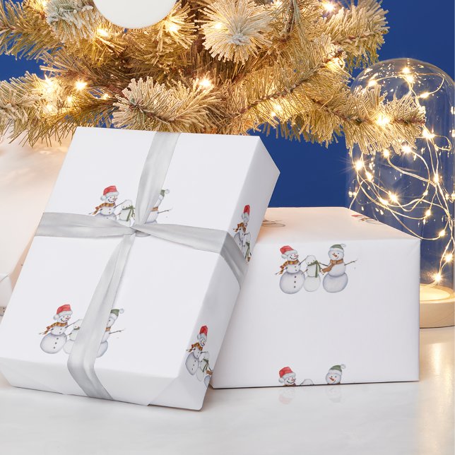 Cute Snowmen Family Christmas Wrapping Paper (Creator Uploaded)