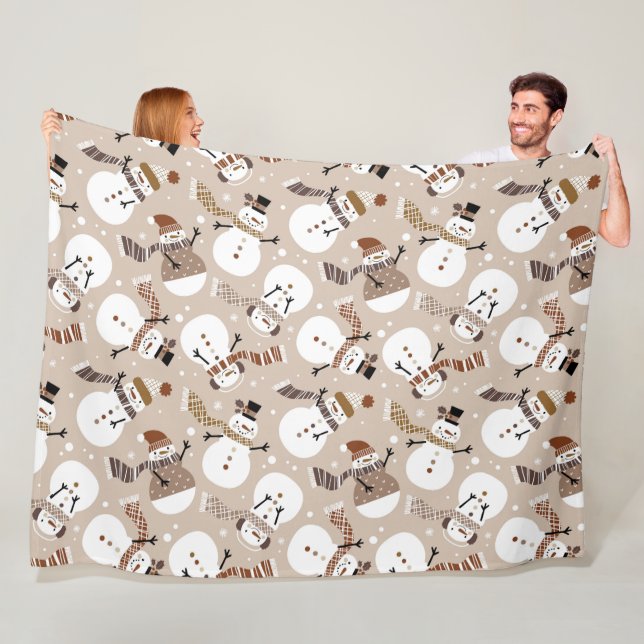 Cute Snowmen Fleece Blanket (In Situ)