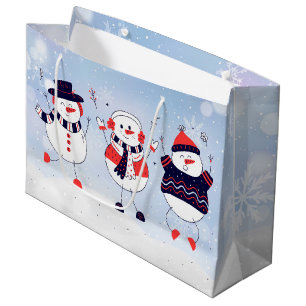 Cute Snowmen Large Gift Bag