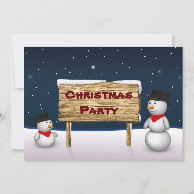 Cute Snowmen Merry Christmas Party Invitation (Front)