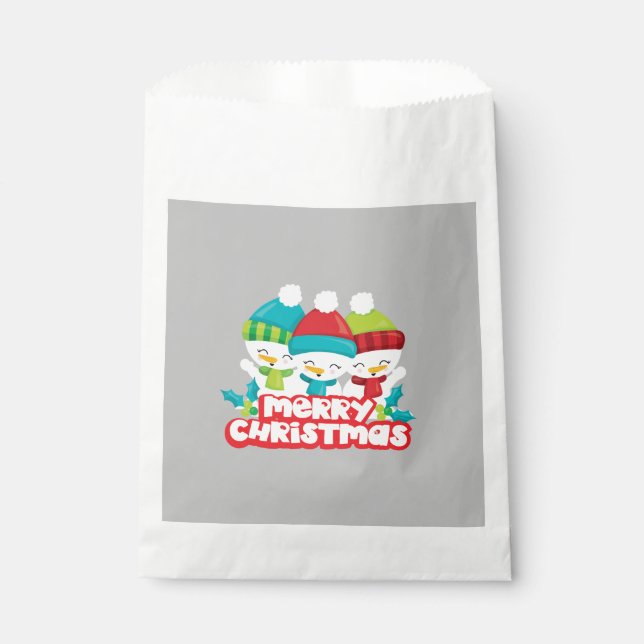 Cute Snowmen Trio Holiday Favour Bags (Front)