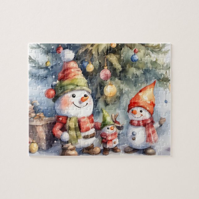 Cute Snowmen Winter Wonderland Jigsaw Puzzle (Horizontal)