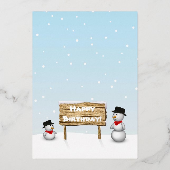 Cute Snowmen wishing Happy Birthday (Front)