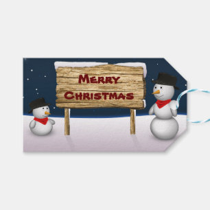 Cute Snowmen wishing Merry Christmas Gift Tags
