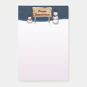 Cute Snowmen wishing Merry Christmas Post-it Notes