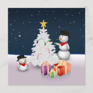 Cute Snowmen with Christmas Tree Invitation