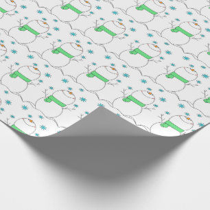 Cute Snowmen with Snowflakes Wrapping Paper
