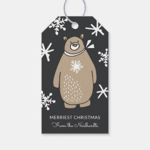 Cute Snowy Bear Christmas Holiday Gift Tags