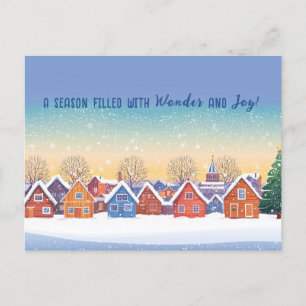Cute Snowy Houses Winter Landscape Christmas Holiday Postcard