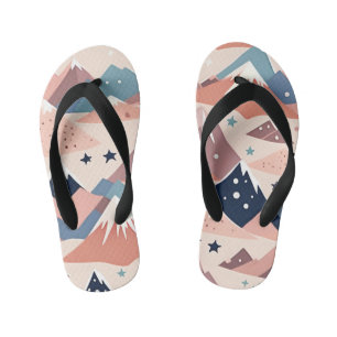 Cute snowy mountains and stars pattern pink kid's jandals