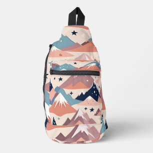 Cute snowy mountains and stars pattern pink sling bag
