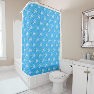 Cute Soap Bars and Bubbles Kids Blue Shower Curtai Curtain