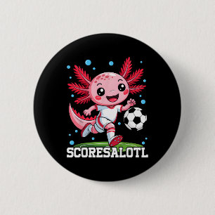 Cute Soccer Axolotl Funny Scoresalotl Xolotl  6 Cm Round Badge