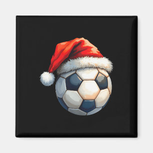 Cute Soccer Ball Christmas Santa Hat Funny Holiday Magnet