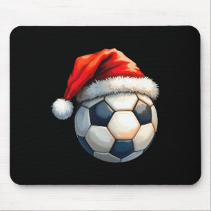 Cute Soccer Ball Christmas Santa Hat Funny Holiday Mouse Pad