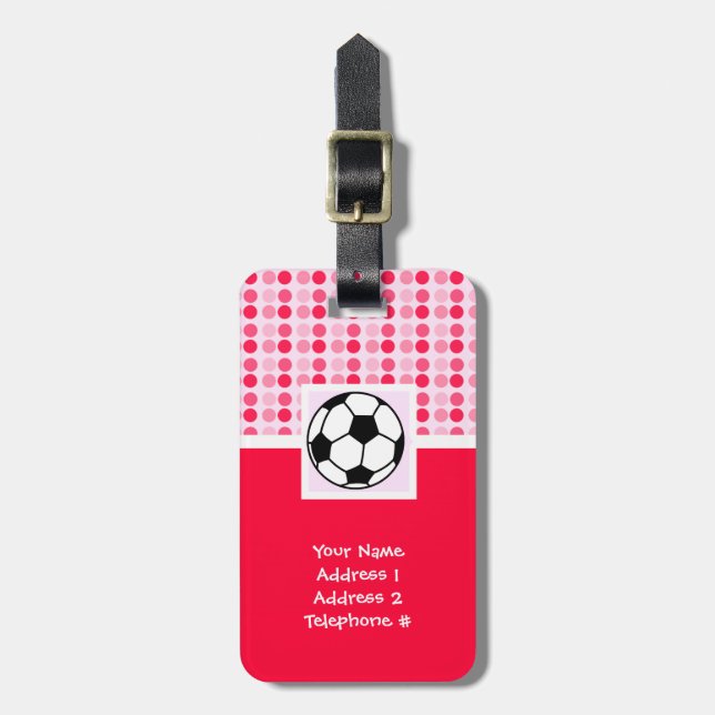 Cute Soccer Ball Luggage Tag (Front Vertical)