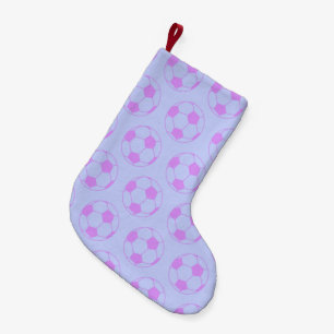 Cute Soccer Ball Pattern in Purple and Blue Small Christmas Stocking
