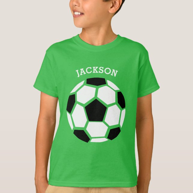 Cute Soccer Ball Personalised Kids Sports T-Shirt (Front)
