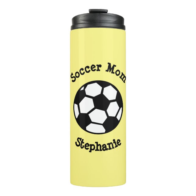 Cute Soccer Ball Text Soccer Mum Personalised Thermal Tumbler (Front)