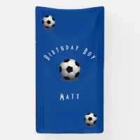 Cute Soccer Birthday Boy Blue and White