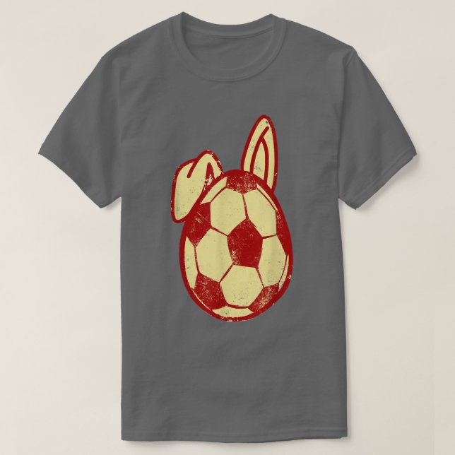 Cute Soccer Bunny Hunting Eggs Ball Soccer Player  T-Shirt (Design Front)