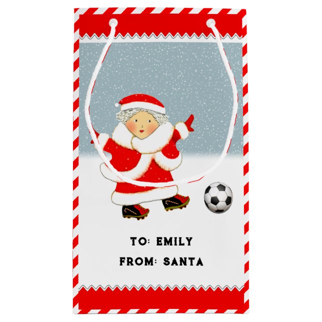 Cute Soccer Christmas Small Gift Bag (Back)