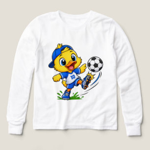 Cute Soccer Duck Character Kids Long Sleeve T-Shir