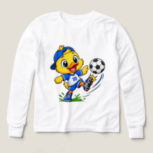Cute Soccer Duck Girls Long Sleeve T-Shirt