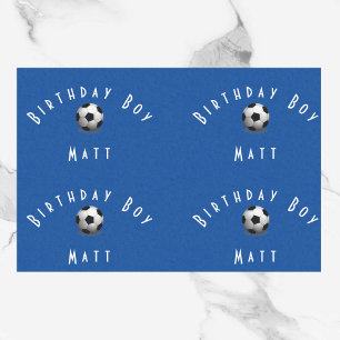 Cute Soccer Football Birthday Boy Blue and White Tissue Paper