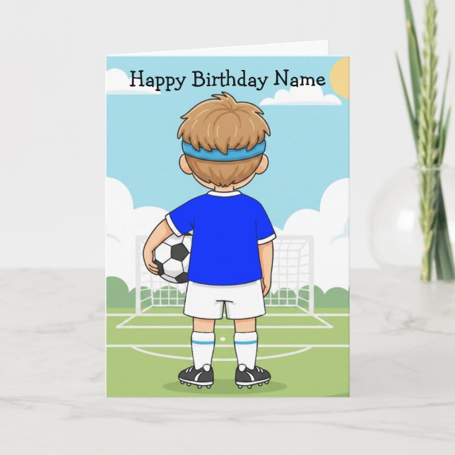 Cute Soccer Football Boy Birthday Card (Front)