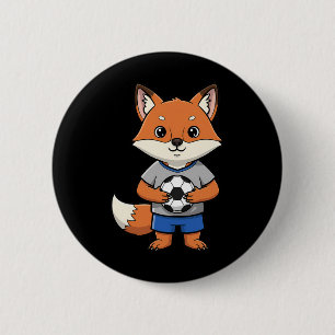 Cute Soccer Fox Footbyll Player Animal Sports 6 Cm Round Badge