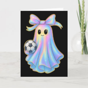 Cute Soccer Ghost Lover Pastel Halloween Coquette  Card