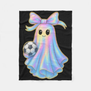 Cute Soccer Ghost Lover Pastel Halloween Coquette  Fleece Blanket