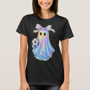 Cute Soccer Ghost Lover Pastel Halloween Coquette  T-Shirt