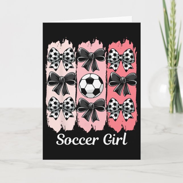 Cute Soccer Girl Coquette Bow Soccer Girl Soccer B Card (Front)