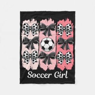 Cute Soccer Girl Coquette Bow Soccer Girl Soccer B Fleece Blanket