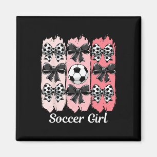 Cute Soccer Girl Coquette Bow Soccer Girl Soccer B Magnet
