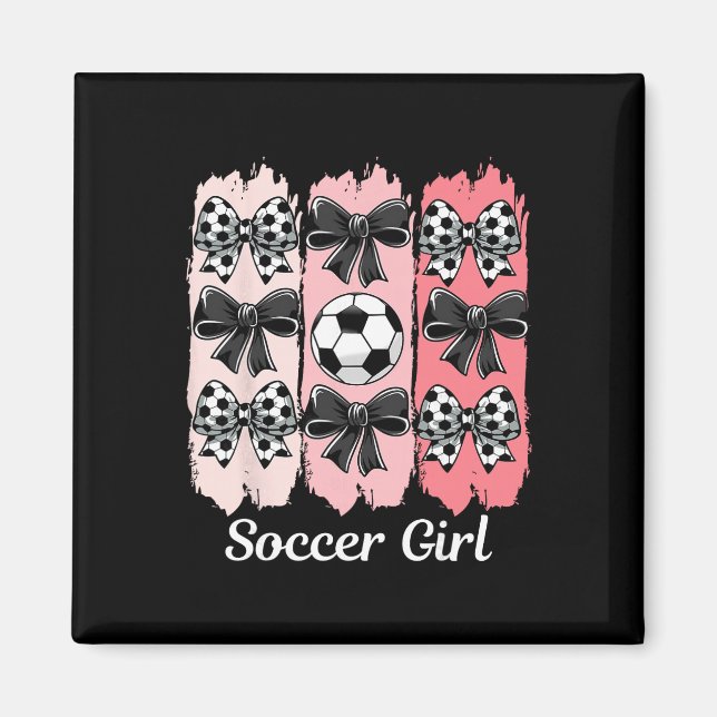 Cute Soccer Girl Coquette Bow Soccer Girl Soccer B Magnet (Front)